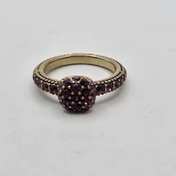Heidi Daus Pave Rhinestone Ring Dark Pink 7.25 Inches - Picture 3 of 9